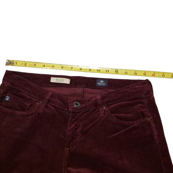 AG Adriano Goldschmied the Stilt Cigarette Leg Skinny Pants 28R Burgundy Stretch - Picture 7 of 11